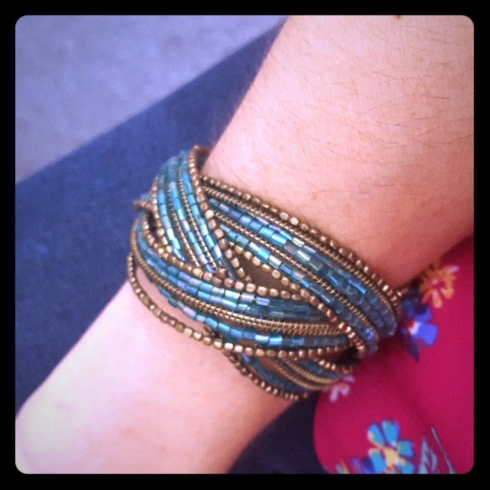 green beaded cuff